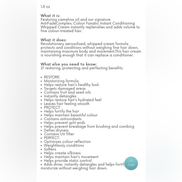 (NEW) Pureology Color Fanatic, Instant Conditioning Whipped Cream, 1.8 fl oz - Picture 2 of 4